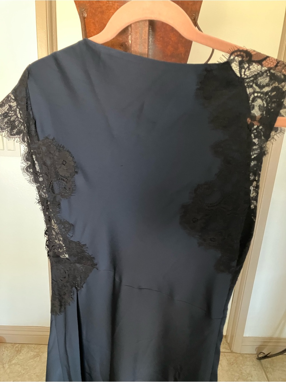 Elodie the Label Elegant and Soft Maris Blue with Black Lace Maxi Dress. NWT - Picture 9 of 10